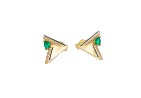 Golden Triangle Enamel Stud Earrings