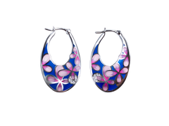 Blooming Flowers Oval Enamel Drop Earrings