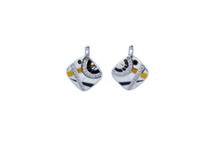 Square Clownfish Enamel Silver Stud Earrings