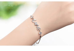 LOVE Letter with Zircon Silver Bracelet for Women