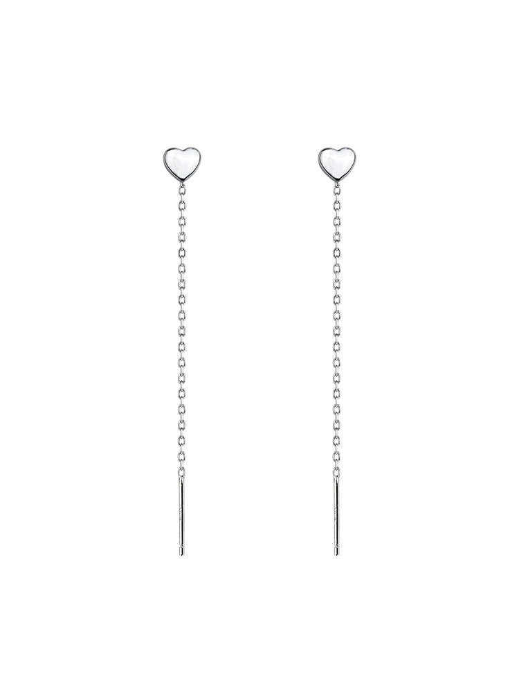Smooth Heart Ear Line Silver Drop Earrings for Women – Hoobd