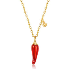 Red Hot Chili Pendant Sterling Silver Necklace