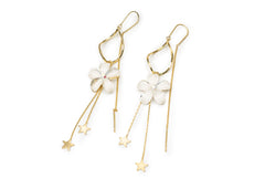 Golden Flower Star Drop Earrings