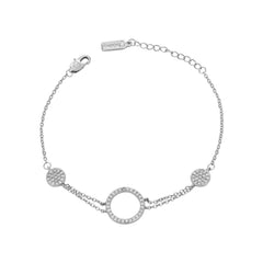 Zircon Hollow Circle with Small Round Silver Bracelet for Women