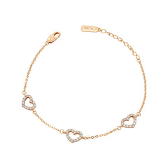 Zircon Hollow Heart Silver Bracelet for Women