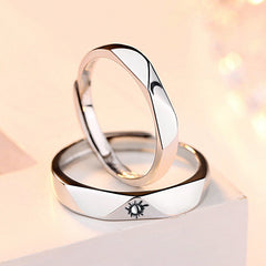 Sun and Moon Silver Couple Rings