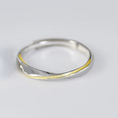 Mobius Series Gold Thread Silver Couple Ring for Women
