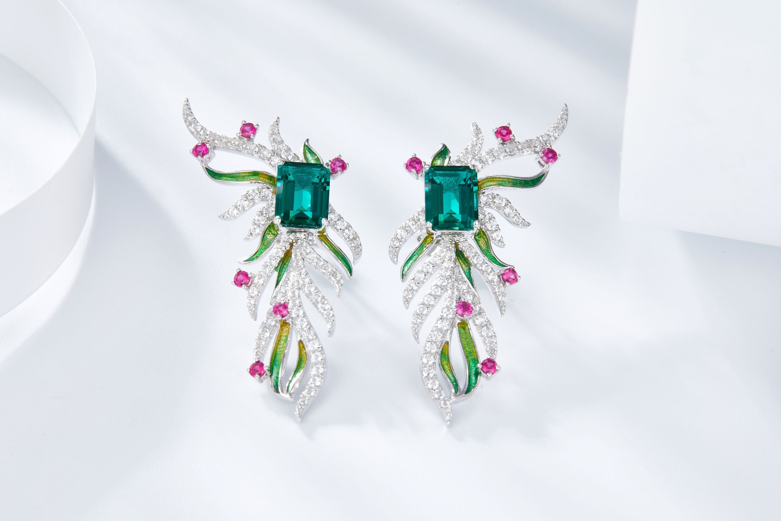 Phoenix Wings Enamel Drop Earrings