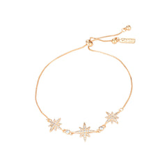 Three Zircon Octagonal Stars Silver Bracelet for Women