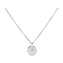 Zircon Sunflower Design Pendant Silver Necklace for Women