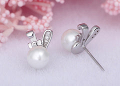 Pearl Bunny Silver Studs Earrings for Women