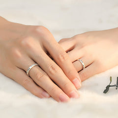 Morse Code Silver Couple Ring for Women