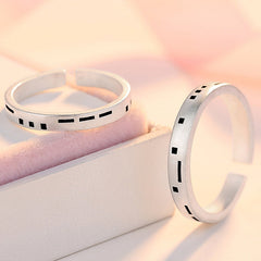 Morse Code Silver Couple Ring for Women