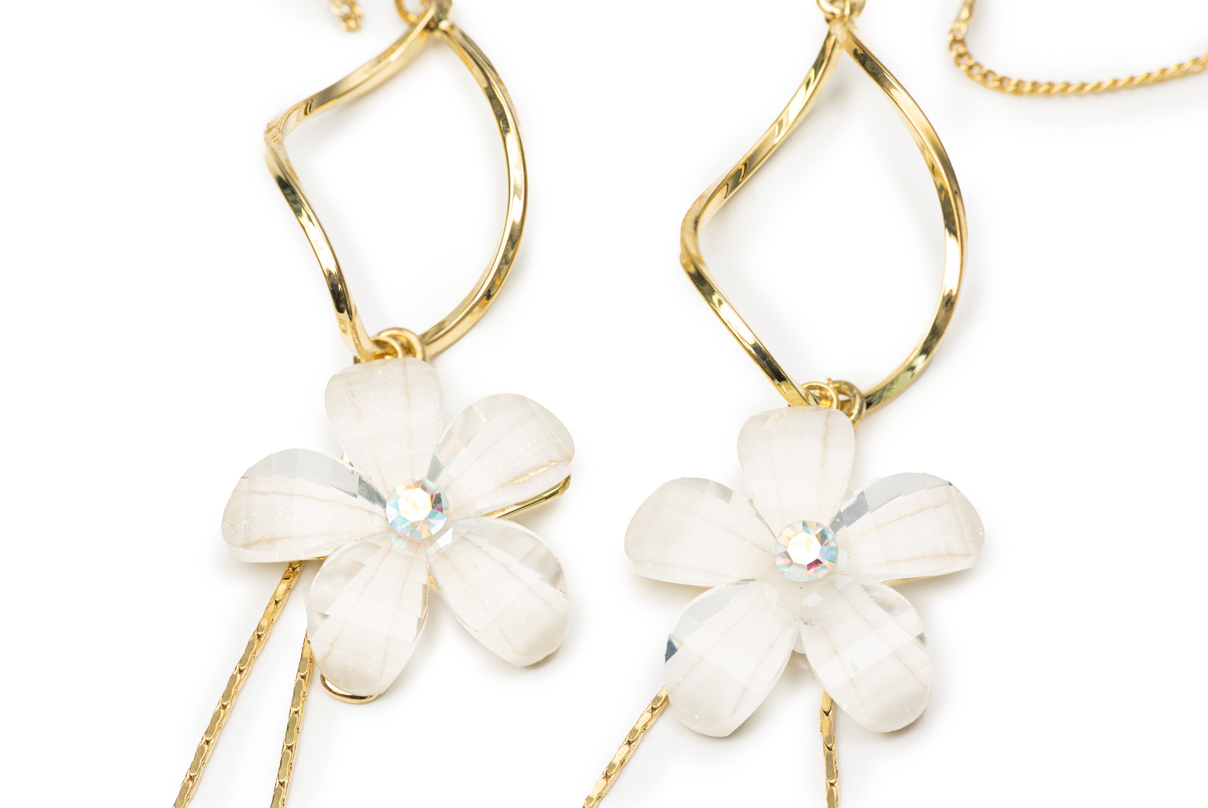 Golden Flower Star Drop Earrings