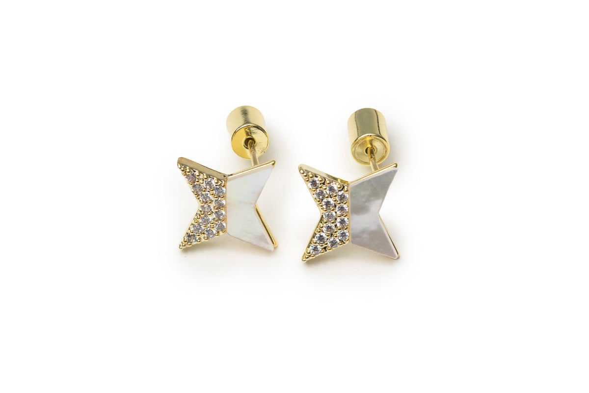 Golden Cross Star Studs Nap Earrings