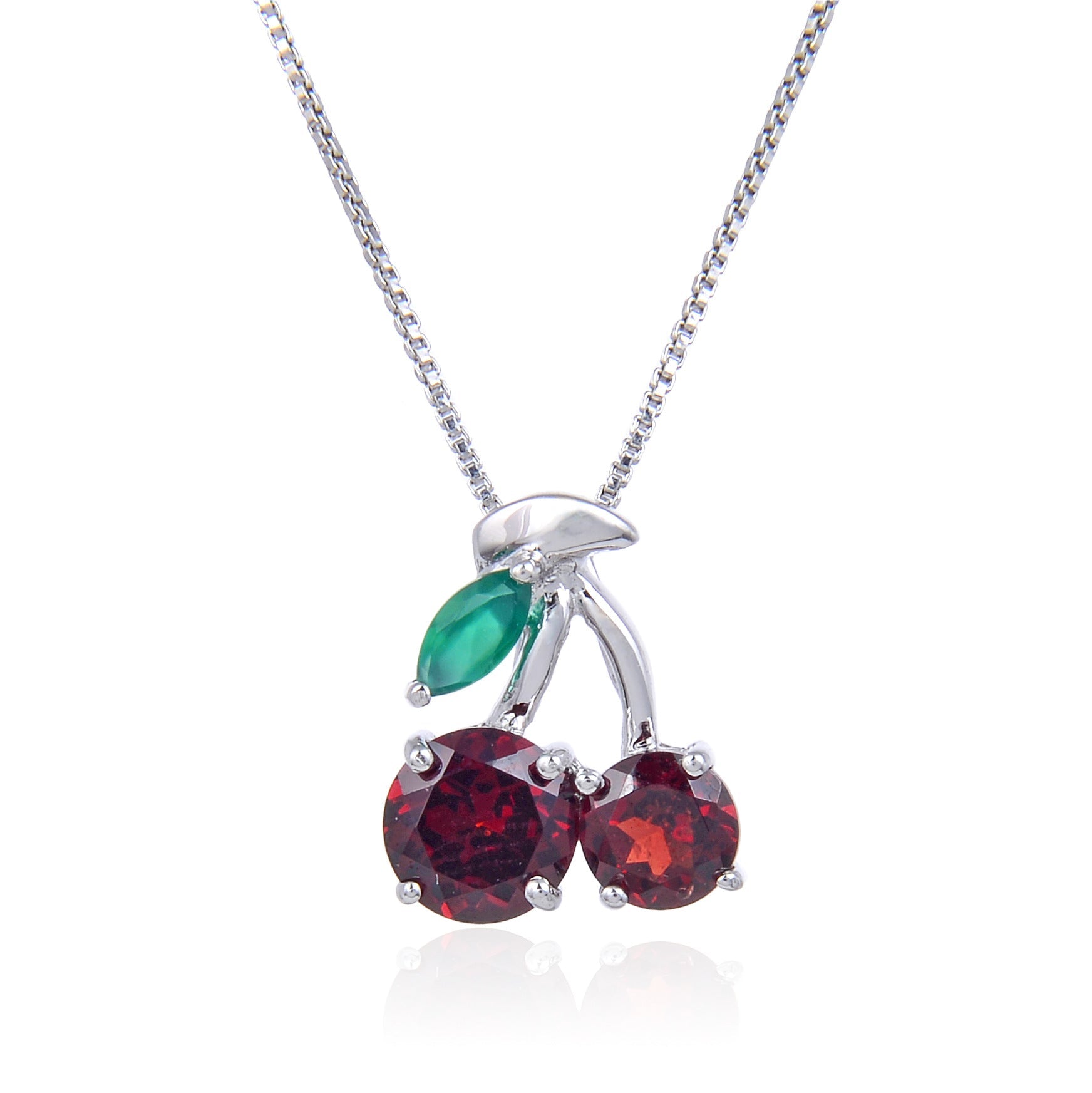 Natural Colourful Gemstone Cherry Pendant Silver Necklace Pendant for Women