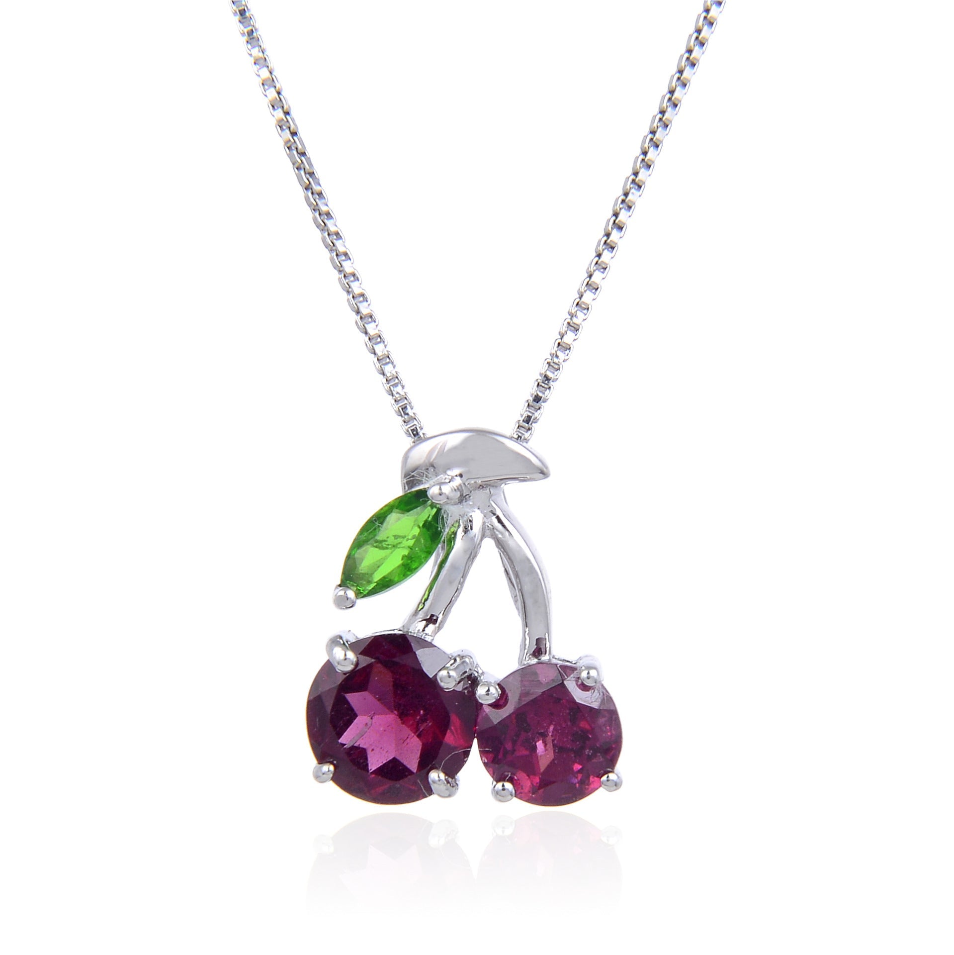 Natural Colourful Gemstone Cherry Pendant Silver Necklace Pendant for Women