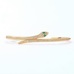 Green Eye Snake Zircon Opening Sterling Silver Bracelet