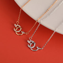 Double G with Zircon Pendant Silver Necklace for Women