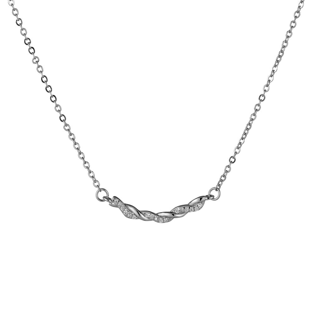 Zircon Kink Twist Pendant Silver Necklace for Women