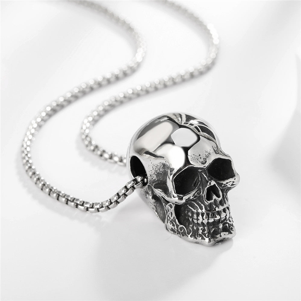 Halloween Polished Skull Head Titanium Steel Pendant for Men