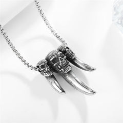 Halloween Skull Wolf Teeth Titanium Steel Pendant for Men