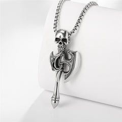 Halloween Skull Tomahawk Titanium Steel Pendant for Men