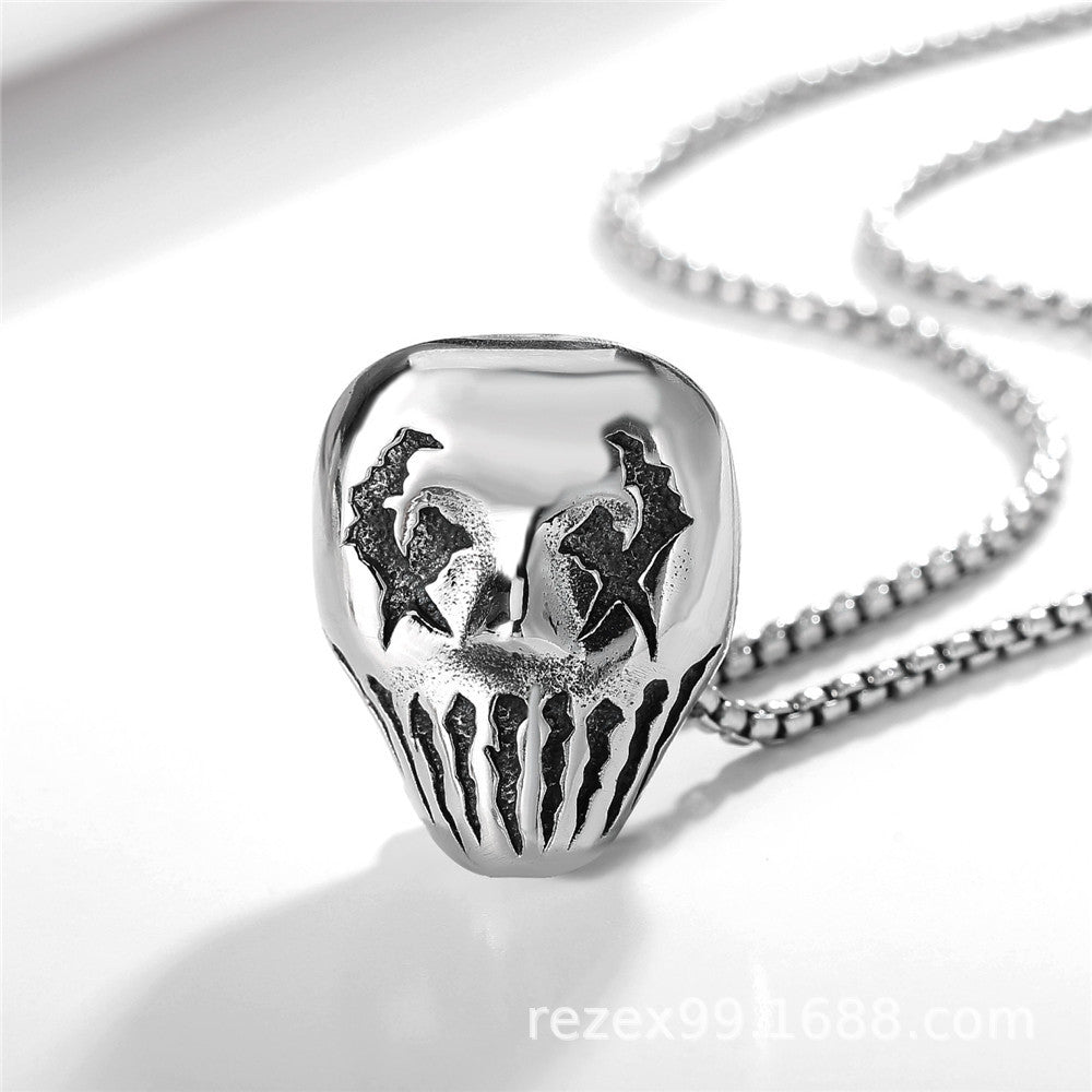 Halloween Joker Mask Skull Head Titanium Steel Pendant for Men