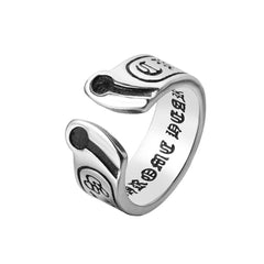 Gothic Symbols Opening Titanium Steel Ring for Men