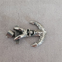 Halloween Longhorn Skeleton Boat Anchor Titanium Steel Pendant for Men