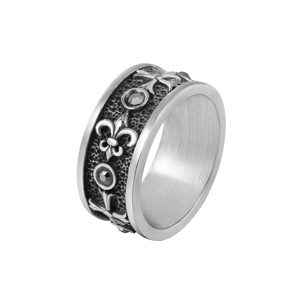 Children Flower Cross Titanium Steel Ring for Men