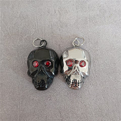 Halloween Red Zircon Robot Skull Titanium Steel Pendant for Men