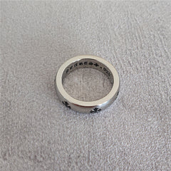 Simple Cross Flower Pattern Titanium Steel Ring for Men