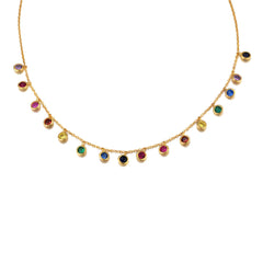 Colourful Round Zircon Sterling Silver Necklace for Women