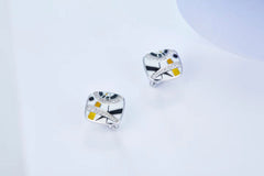 Square Clownfish Enamel Silver Stud Earrings