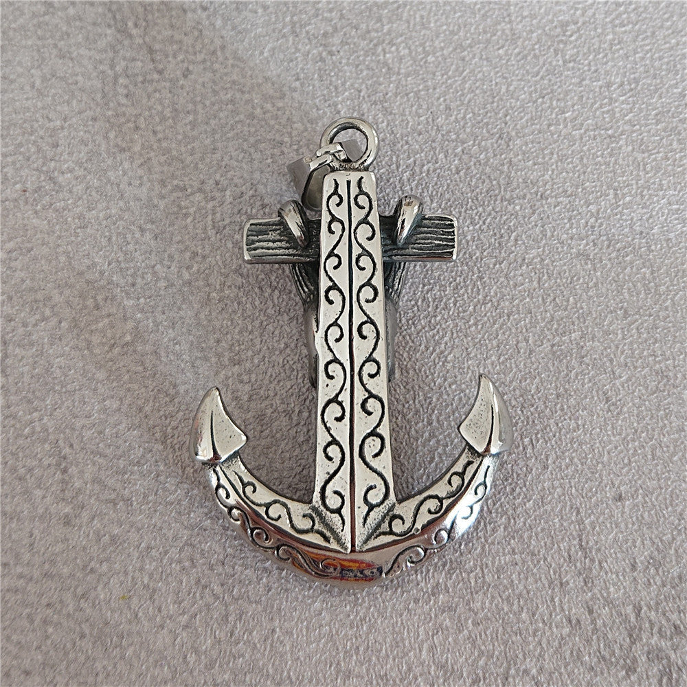 Halloween Longhorn Skeleton Boat Anchor Titanium Steel Pendant for Men