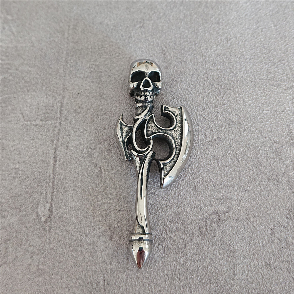 Halloween Skull Tomahawk Titanium Steel Pendant for Men