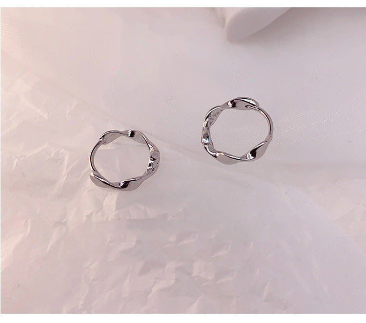 Twist Silver Hoop Earrings for Women