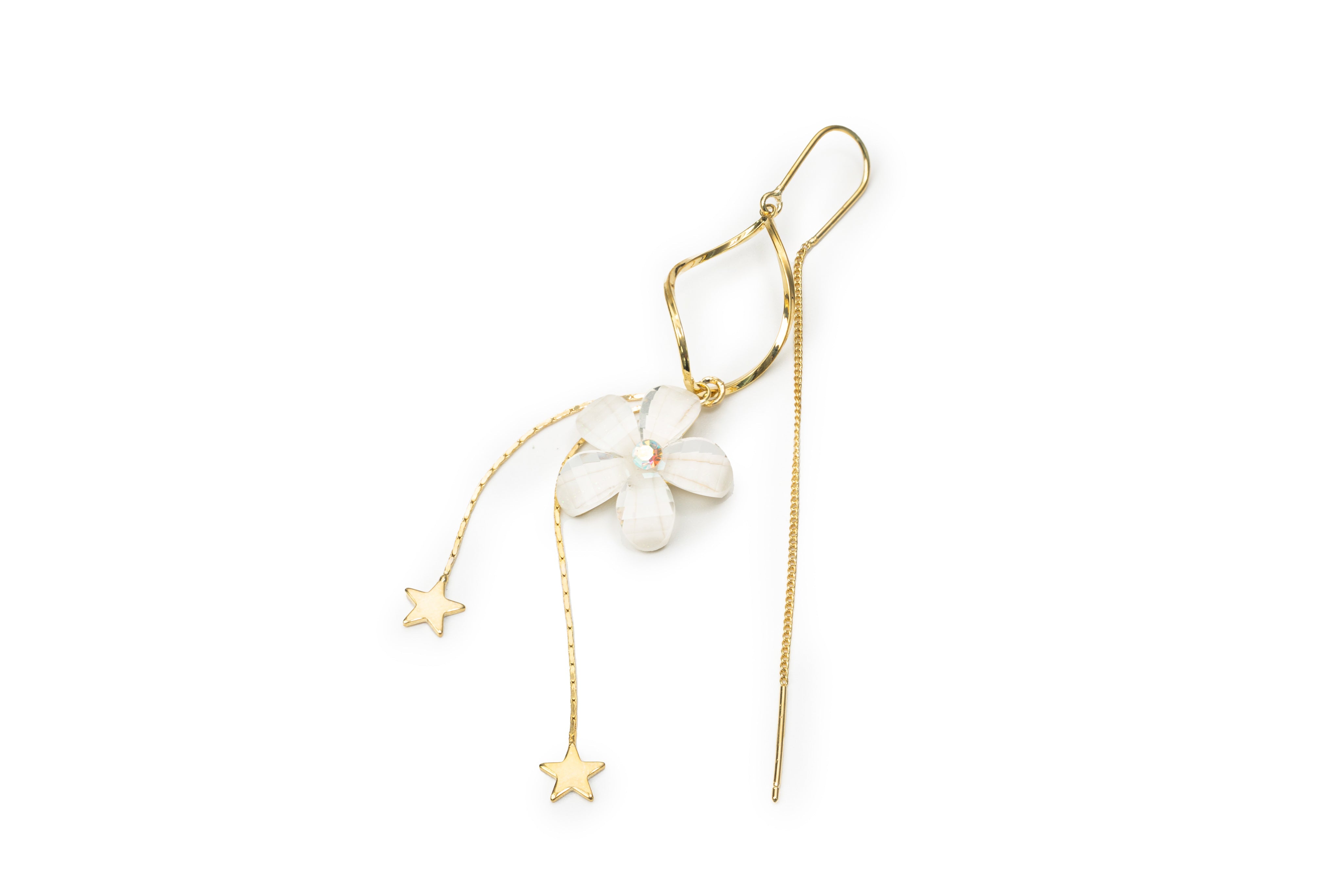 Golden Flower Star Drop Earrings