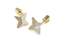 Golden Cross Star Studs Nap Earrings