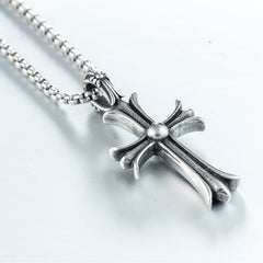 Large and Small Cross Flower Titanium Steel Pendant for Men