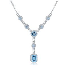 Banquet Jewelry Emerald Cut Natural Gemstones Tassels Silver Necklace
