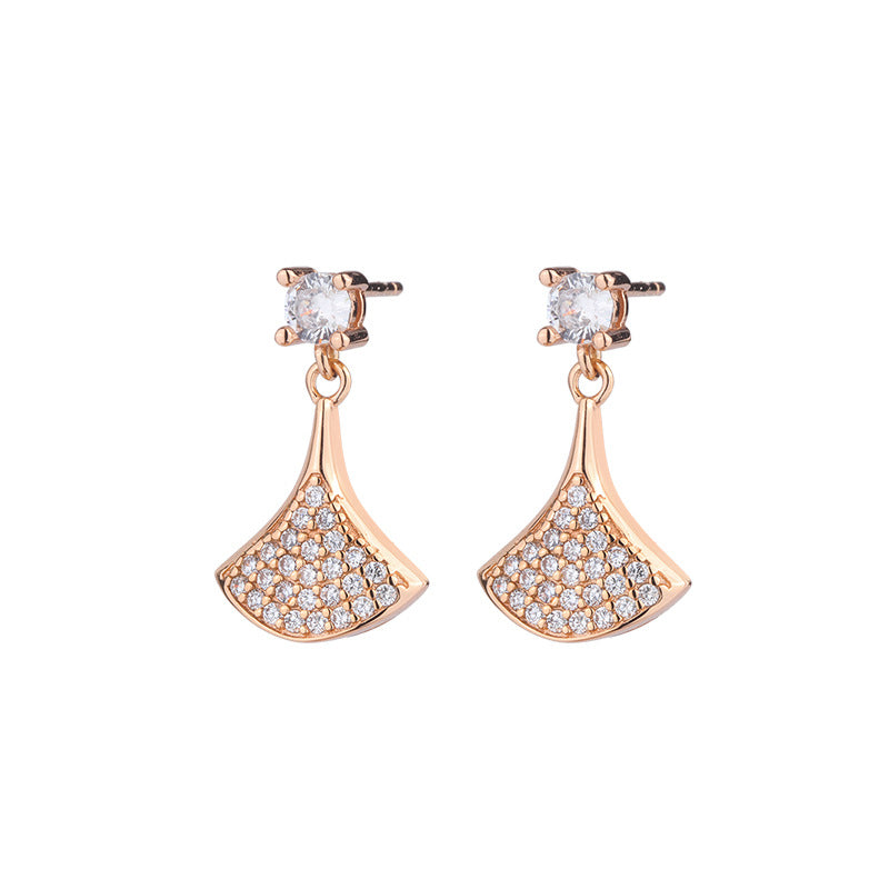 Full Zircon Small Skirt Silver Studs Earrings for Women