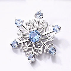 Romantic Blue Spinel Zircon Hexagonal Snowflake Sterling Silver Stud Earrings