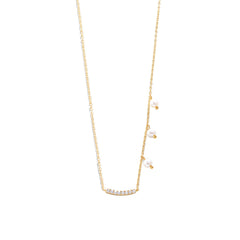 Plated 14K Gold with Pearl and Zircon Silver Necklace for Women