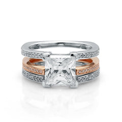 925 Silver Golden and Silver Zircon Ring