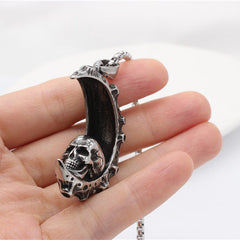 Halloween Moon Skull Head Titanium Steel Pendant for Men