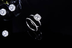 Soleste Halo Moissanite Engagement and Eternity Ring Pack