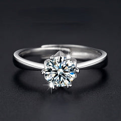 Adjustable Opening Snowflake Six Prongs 1.0 Carat Moissanite Engagement Ring