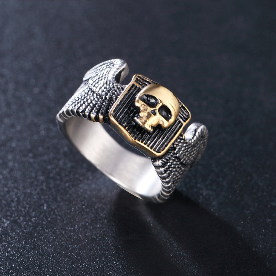 Halloween Angle Wings Skull Titanium Steel Ring for Men